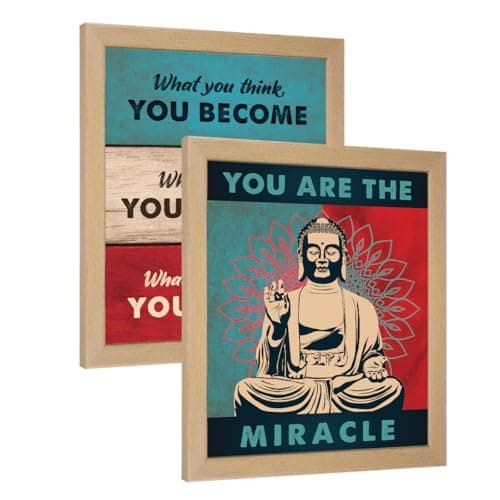 Chaka Chaundh IMGMC -Gautam Buddh Quotesss Wall Frames - Buddha Frame with Quotes Home - Gautam Buddhas Quotes - Poster - (14 X 11 Inches) Set of 2