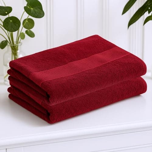 Earthy Fables Nebula Bath Towel – Pure Carded Cotton, Soft, Absorbent, Quick Dry & Skin-Friendly Towel, 140 x 70 cm, 400 GSM, Set of 2 – Wine