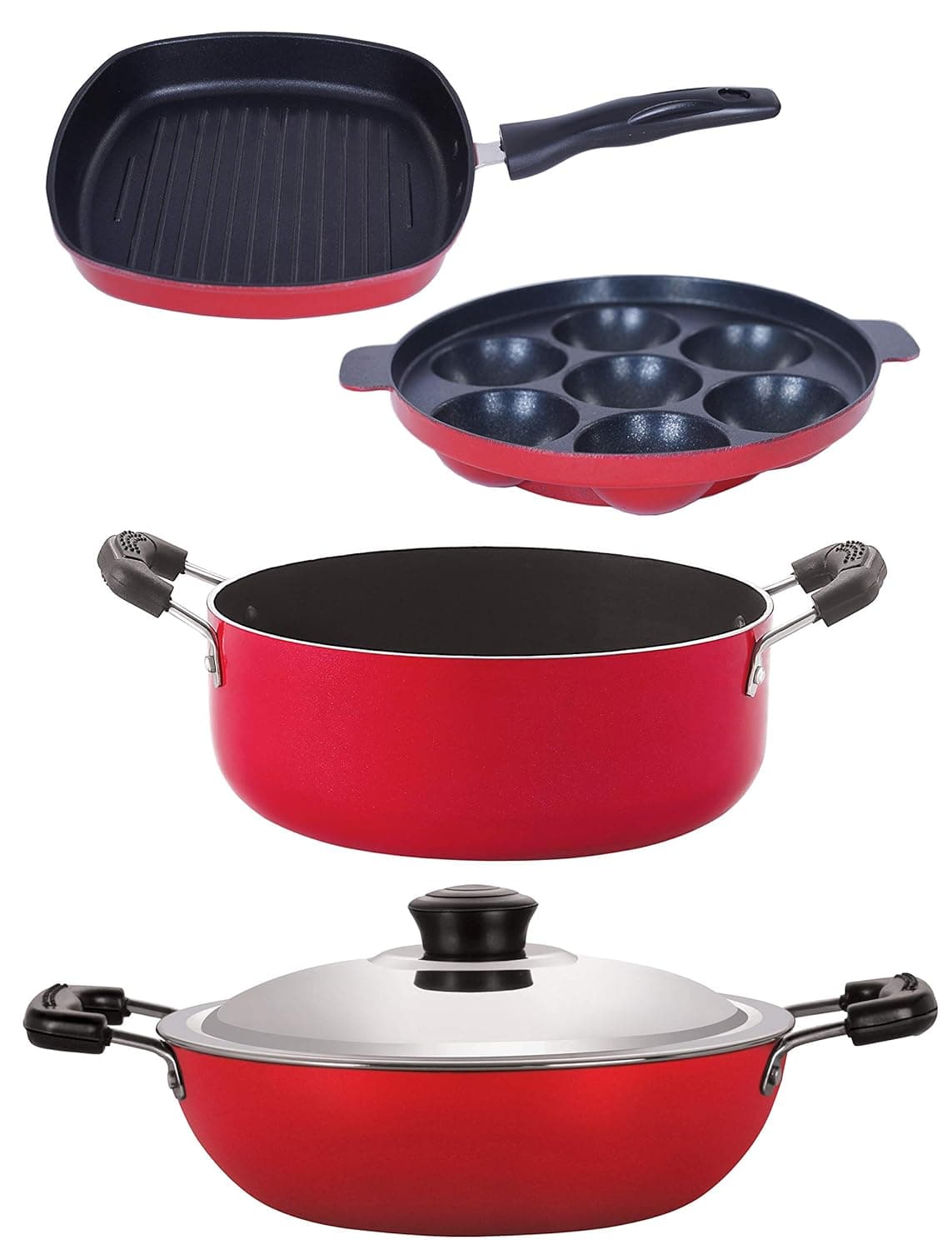 Nirlon Non Stick PFOA Free Gas Compatible Cookware Utensil Item Set with Bakelite Handle 4 PiecesDKDB_AP7_GP245_CS24