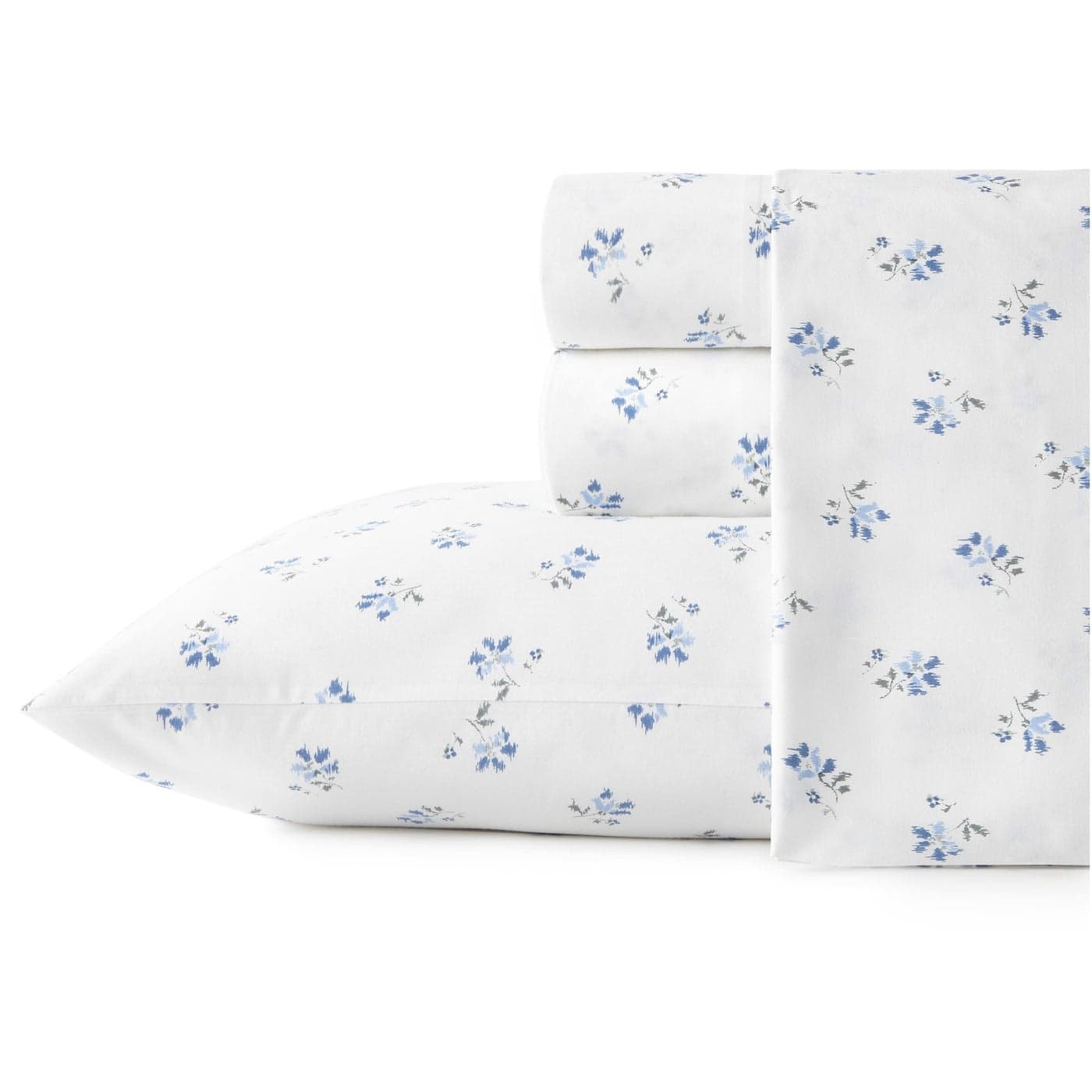 Stone Cottage King Sheets Cotton Percale Bedding Set Crisp Cool Home Decor Blue Sketchy Ditsy 4pcs King