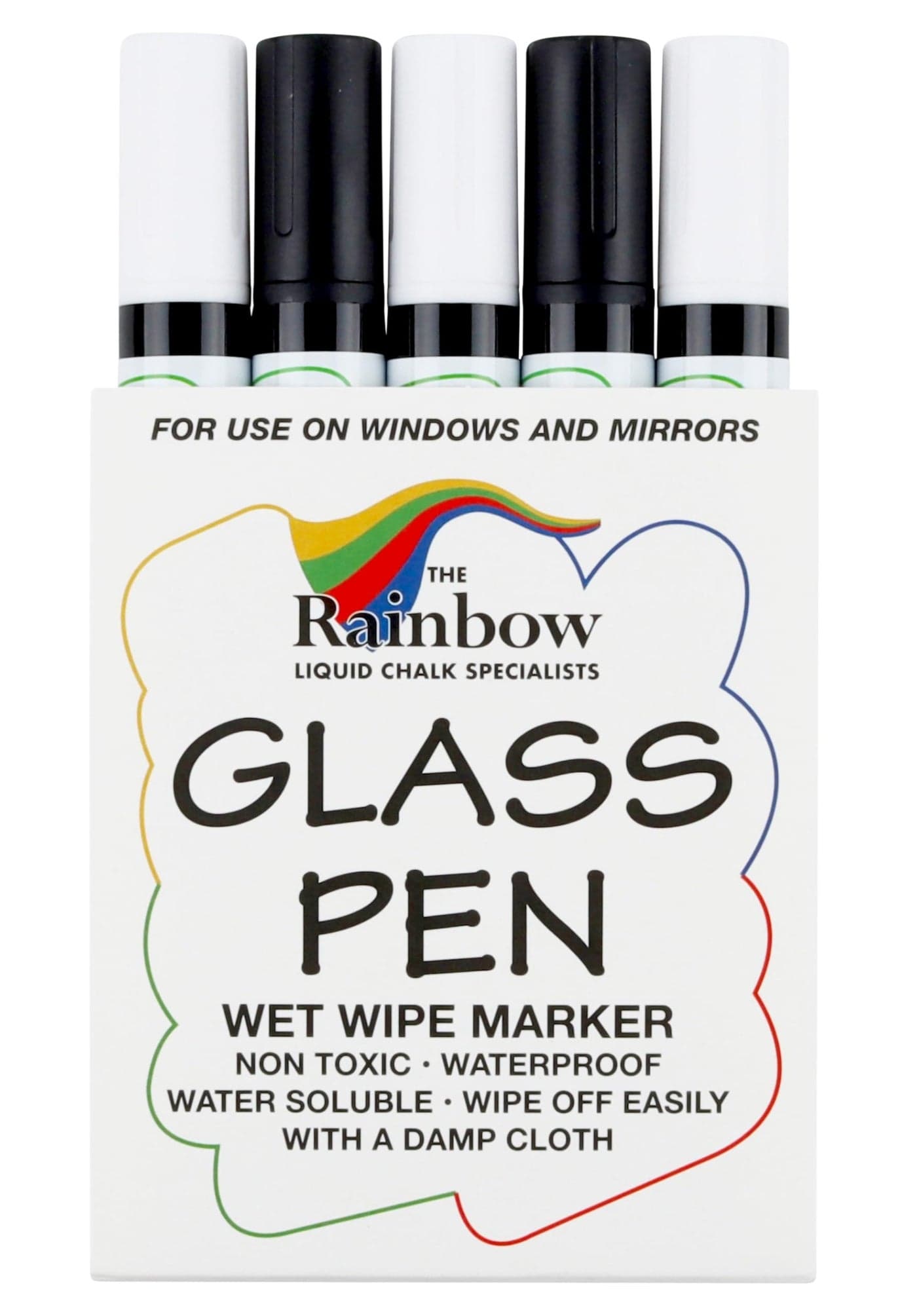 Glass Pen Window Marker Liquid Chalk Pens for Glass Whiteboard Markers with Washable Paint Graduation Car Windows Mirror Storefront Wedding Party Holiday 5 Pens Black White Fine Tip