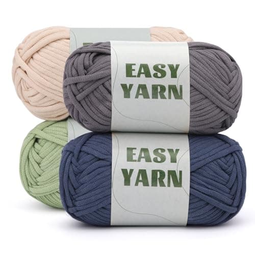 UzecPk 4x50g 71Oz Crochet Yarn 4x87Yds Beginner Yarn for Crocheting EasytoSee Stitches CottonNylon Blend Yarns for Crochet Kit MakingDark BlueLight GreenDark GrayBeige