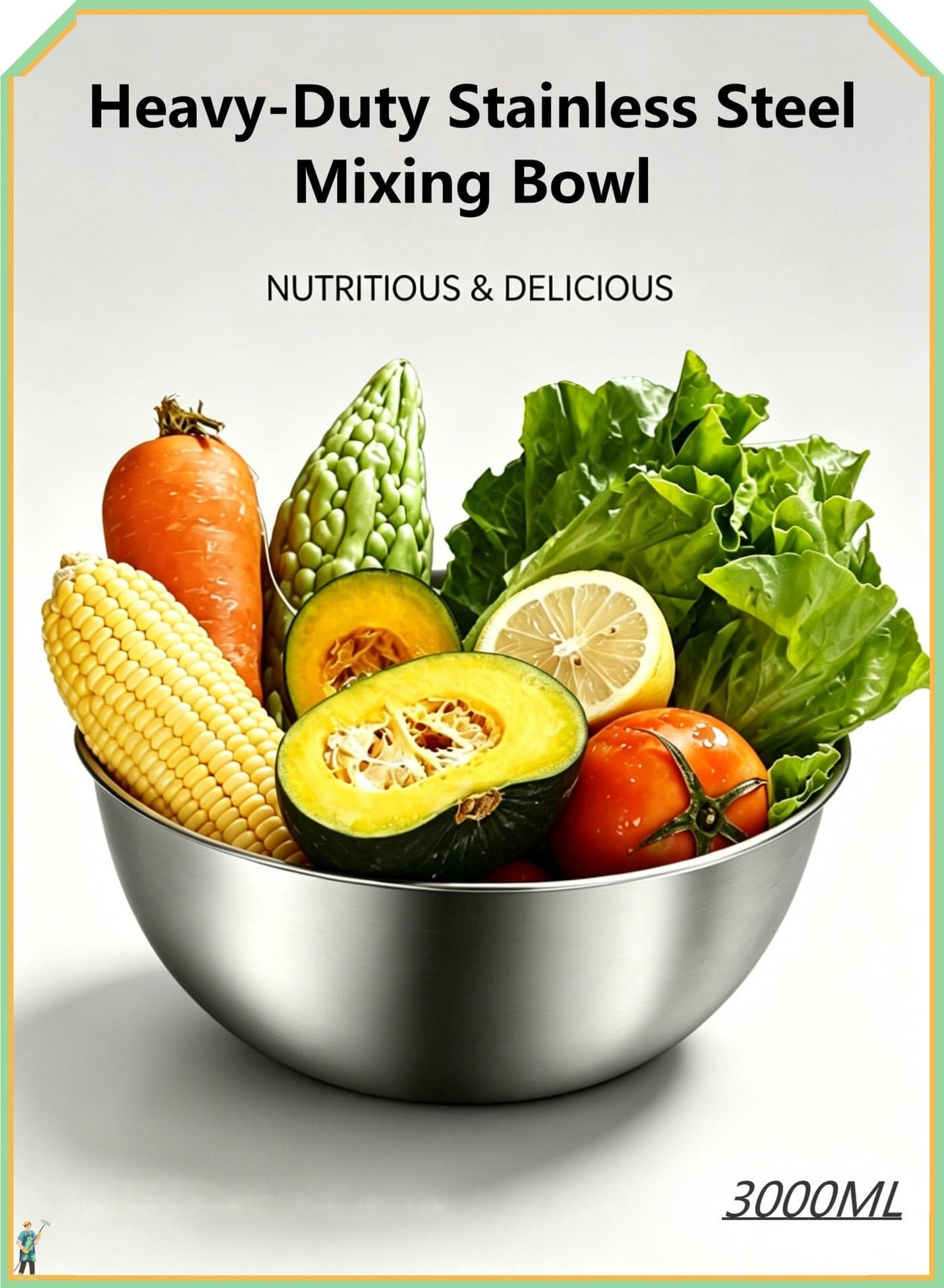 3000ml Heavy-Duty Stainless Steel Mixing Bowl, 28CM Large Capacity Food Grade Metal Basin with Scale, Rust-Resistant, Dishwasher Safe, Multipurpose Kitchen Bowl for Salad Prep, Marinating, Mixing, Washing Fruits/Vegetables & Baking