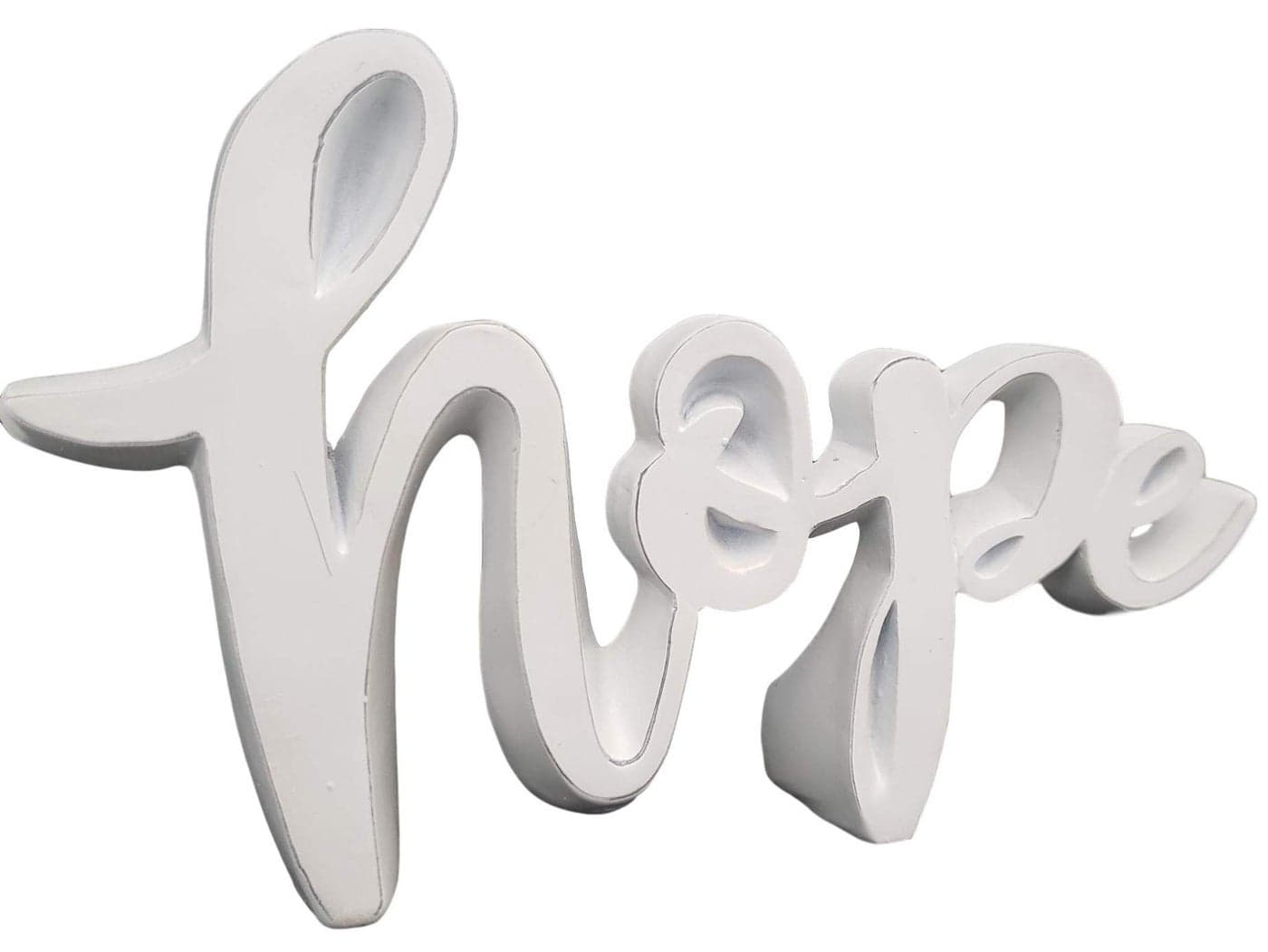 Birch Bliss Hope Small Distressed White Tabletop Script Word Decor 6in x 3 58in Decorative Modern Farmhouse Resin Standing Words Mom Family Women Inspirational Wedding Spring Decor