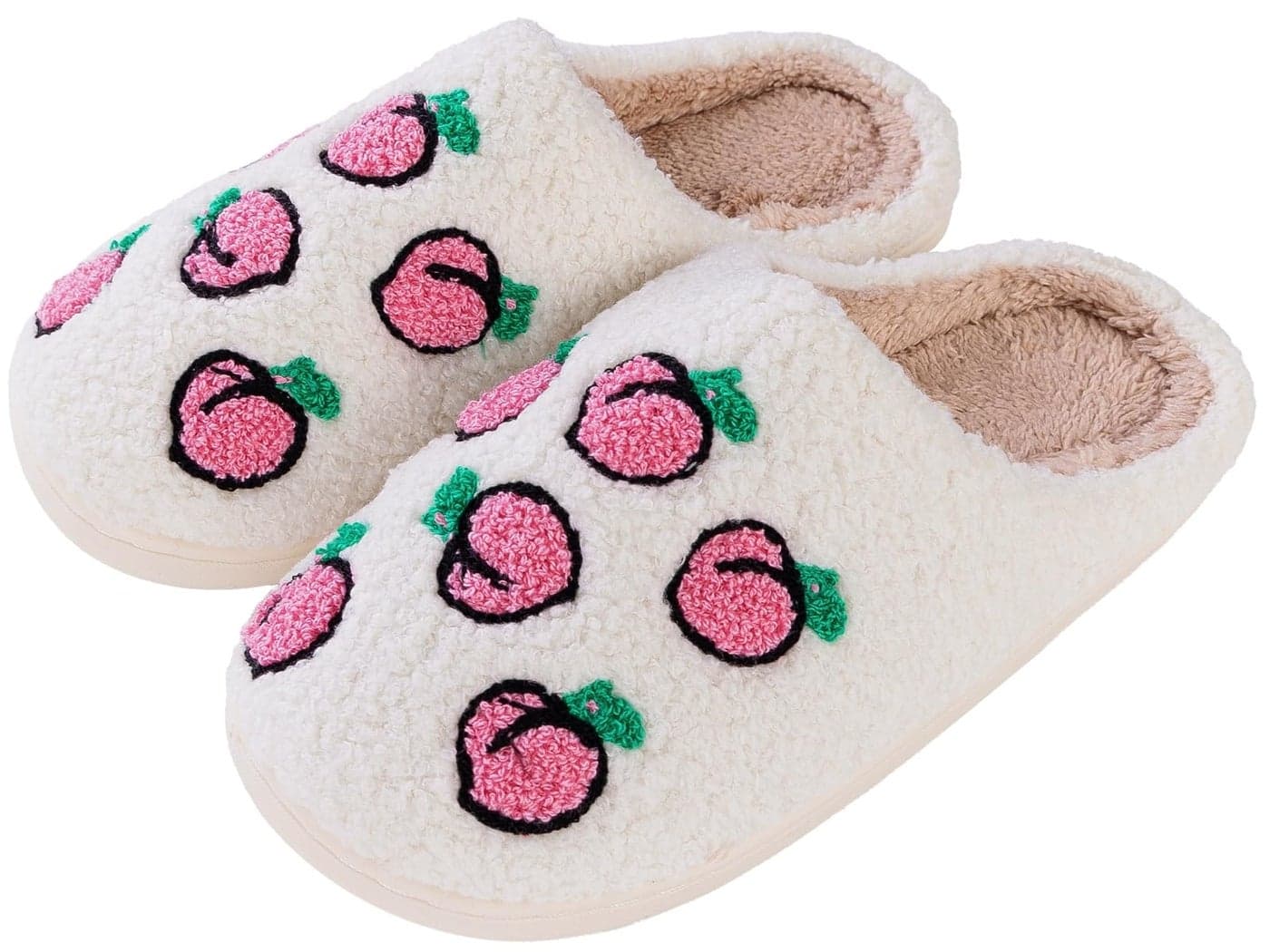 Tellrain Women Slippers Cute Pattern Big Heart Mushroom Warm Soft Bedroom Shoes Fuzzy Closed Toe Sandals Non Slip House Bedroom Slippers