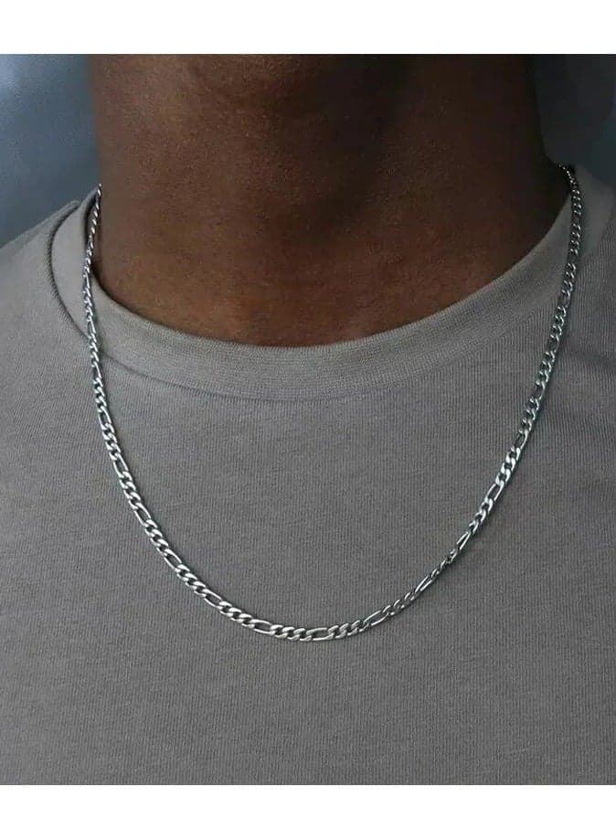 Silver plated 4mm Figaro Chain Necklace For Women Men Long Necklace Hip Hop Jewelry Gift