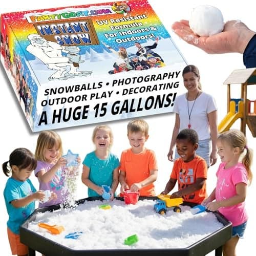 PARTY GOAT Bulk Fake Snow Powder for Outdoor Indoor use 39oz Makes 15 Gallons of Instant Snow for Sensory Play Make Artificial Snowballs Just Add Water Magic Fun for Kids