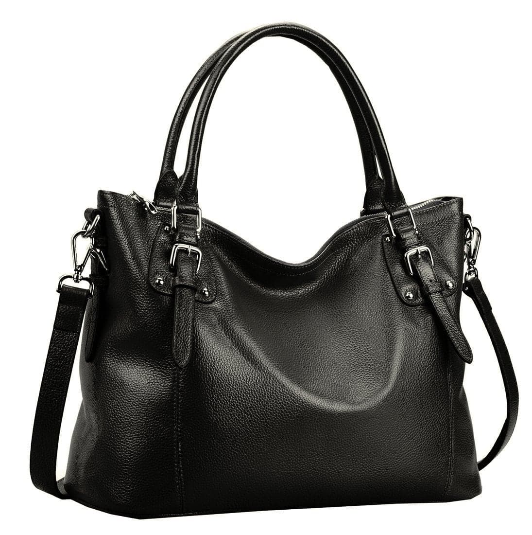 HESHE Genuine Leather Purses and Handbags for Women Tote Shoulder Bag Satchel Purse Top Handle Bags Hobo Crossbody Purse (Small,Black)