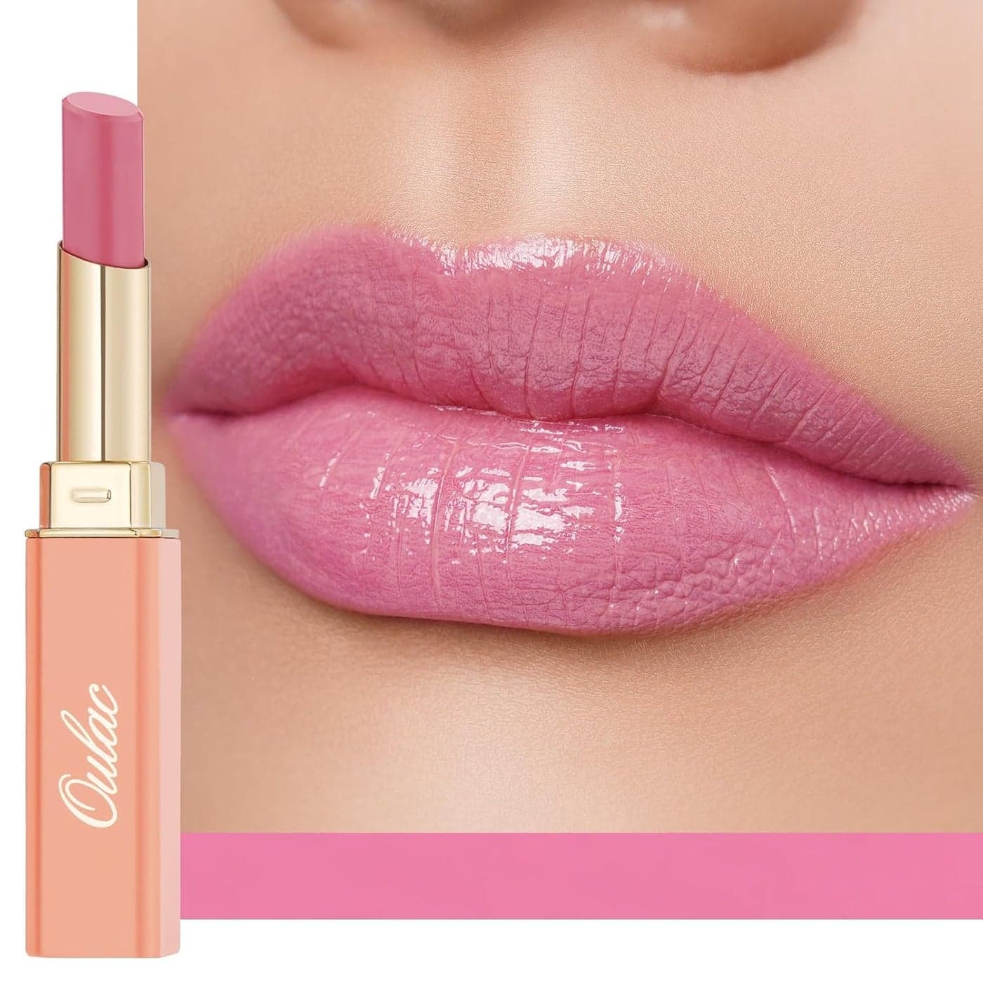 Oulac Warm Pink Shine Lipstick Moisturizing Lip Stick Glossy Tinted Lip Balm Sheer Shine Juicy Finish Lightweight and Hydrating Formula for Dry Lip Care Vegan 22g007oz 07