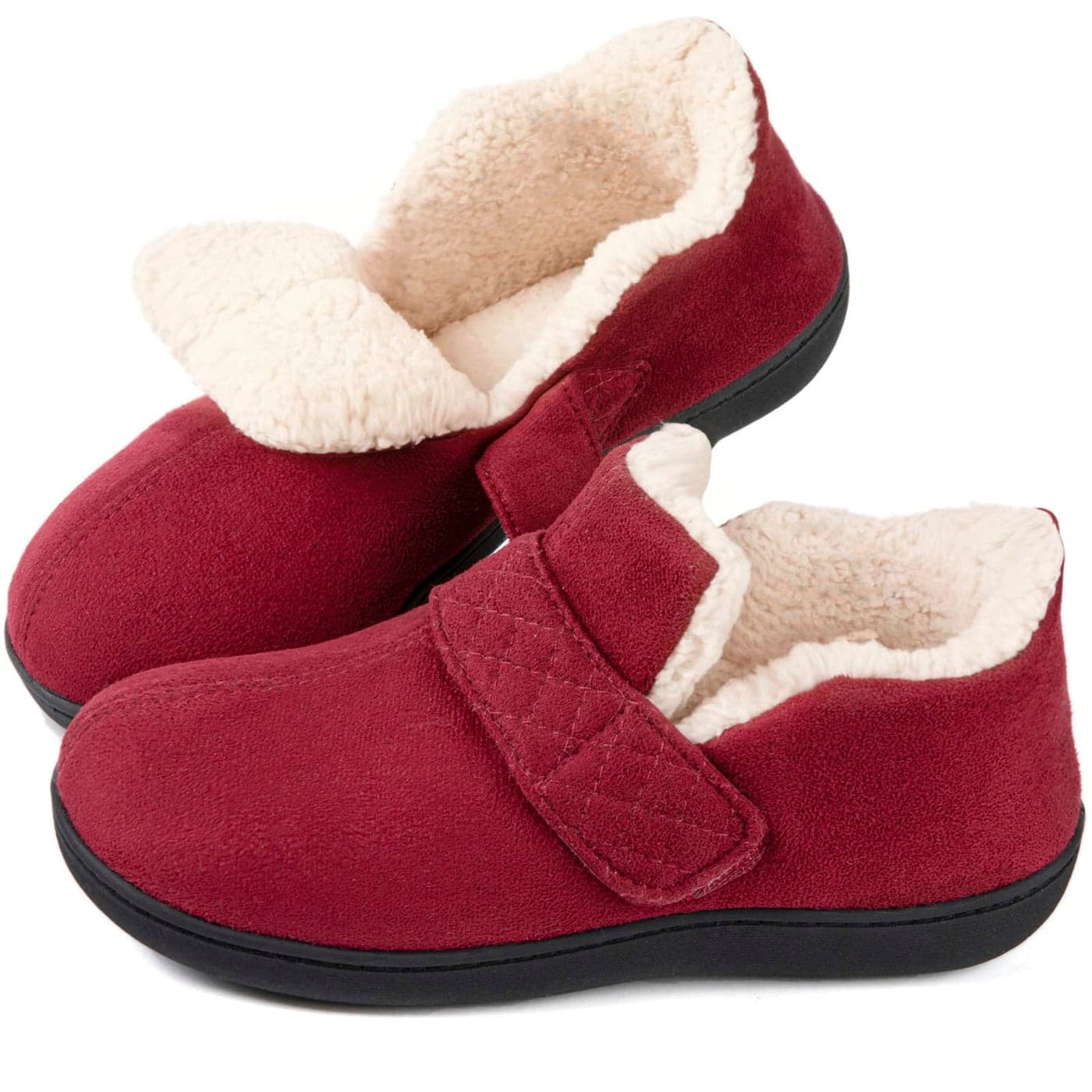 Zizor Women's Ivy Adjustable House Shoes Indoor Outdoor (Burgundy Red, Size 9)