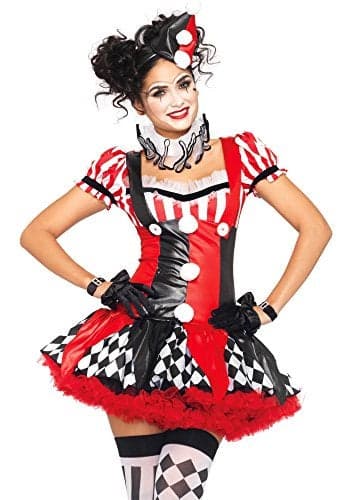 Leg Avenue womens Harlequin Clown Adult Sized Costumes, Black/Red, Small US