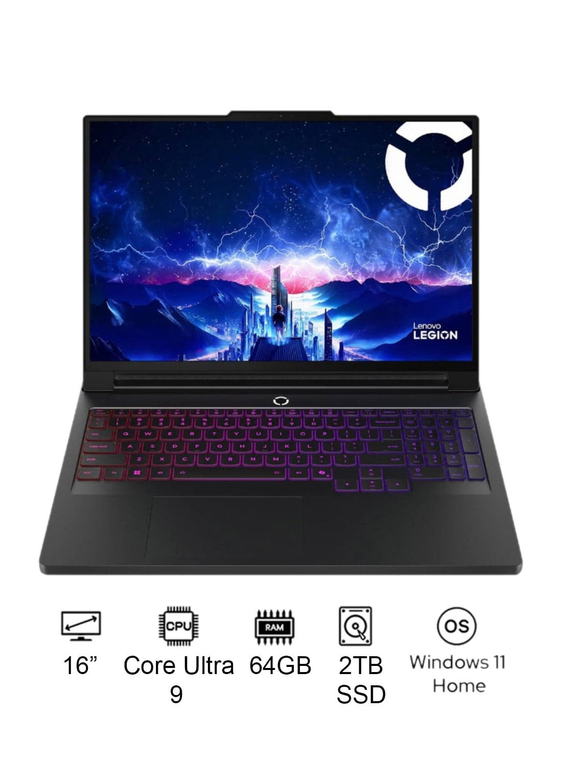 Legion Pro 7 16IAX10H Gaming (2025) Laptop – 2nd Series / Intel Core Ultra 9-275HX / 16inch WQXGA / 2TB SSD / 64GB RAM / 24GB NVIDIA GeForce RTX 5090/ Windows 11 Home English Eclipse Black