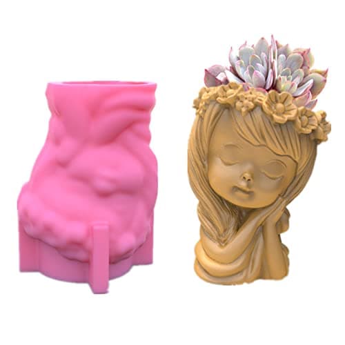 Garland Girl Succulent Flower Pot Pen Holder Silicone Mold Concrete Planter Vase Clay Plaster Cement Epoxy Resin Casting Mold