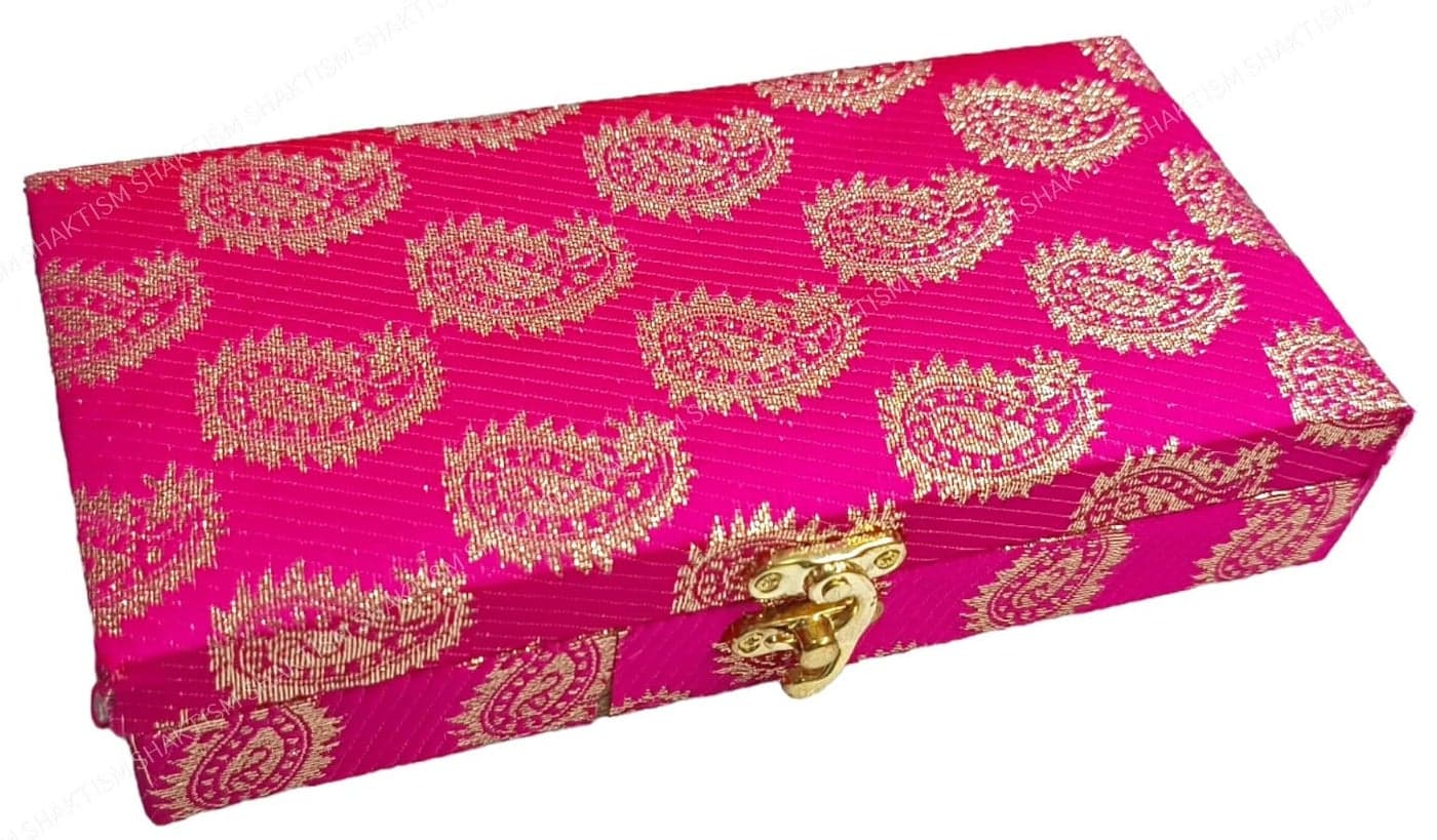 SHAKTISM Decorative and Attractive Box Cash Box, ShagunBox, JewelleryBox, MoneyBox Envelop Wedding, GiftBox, Bangel box Potli Design (Pack of 1Pc) (Pink)