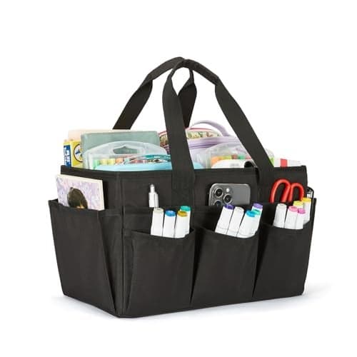 JOSIVIKY Craft Tote Bag Art OrganizerCleaning Supply Caddy Carrying Bag with Handle for MultiPurpose Organizer Caddy for Pets Black