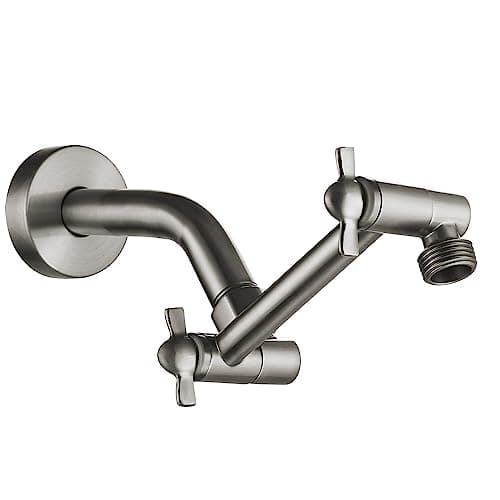 Brushed Nickel Shower Extender Arm, Height & Angle Adjustable with Unique Locking Gear, 5 Inch Anti-Leak Arm