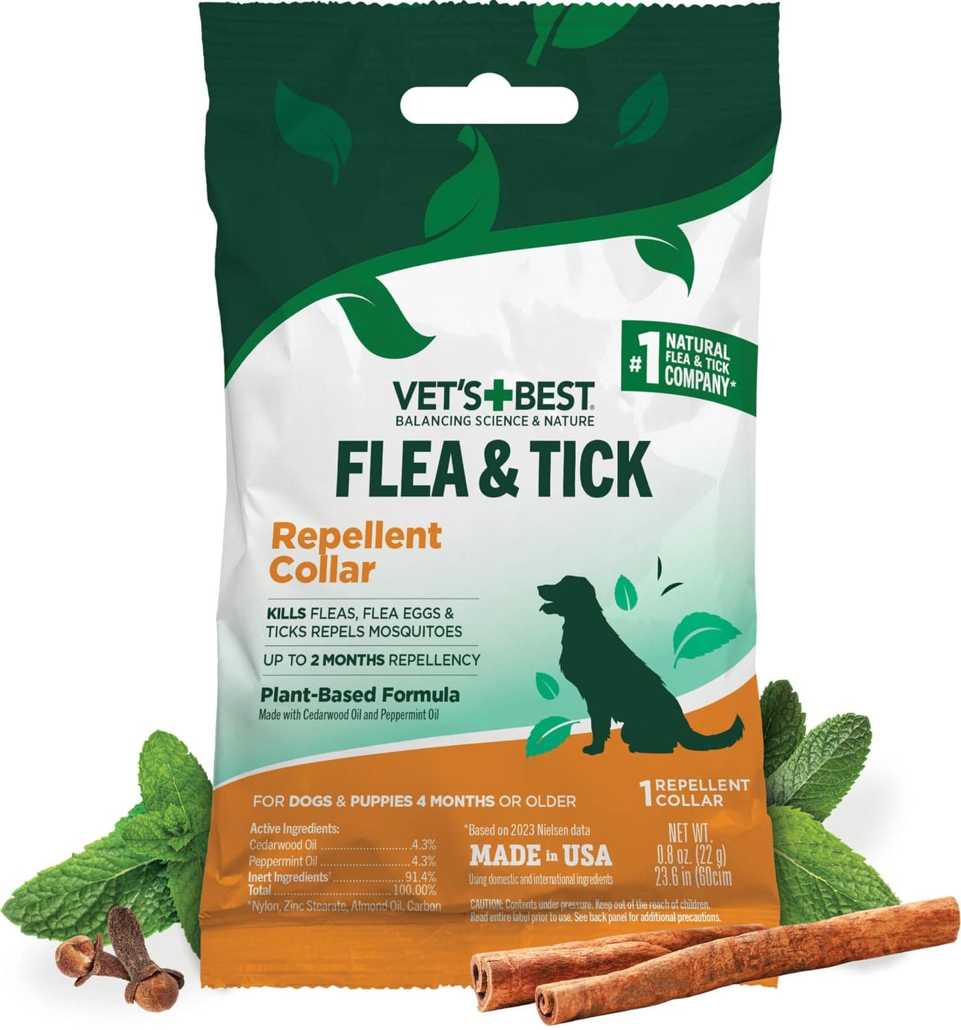 Vet's Best Flea and Tick Repellent Collar for Dogs - Flea and Tick Prevention for Dogs - Plant-Based Ingredients - Small to Large Dog Flea Collar - Up to 20” Neck Size