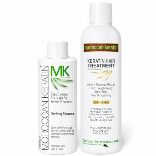 MOROCCAN KERATIN GOLD SERIES Brazilian Keratin Hair Treatment Blowout Straightening Complex Global Kit With Argan Oil Proven and Fast Formula Natural Organic Results With Clarifying Shampoo Keratina