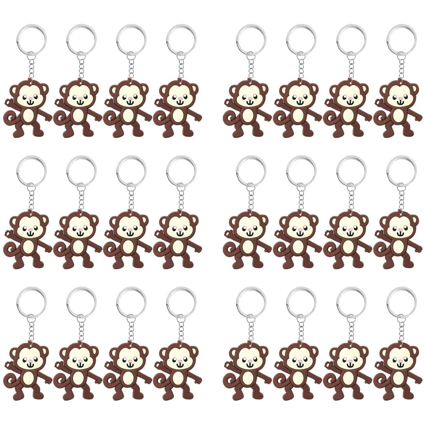 Elecrainbow 24 Pack Monkey Keyring Pack Party Favor for Monkey Lover Guest Return Gift Jungle Animal Themed Party Baby Shower Birthday