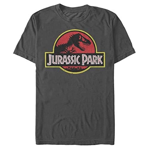 Jurassic Park Men’s Big Classic Movie Logo T-Shirt Charcoal