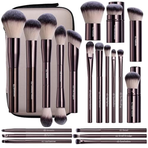Makeup Brushes BSMALL Professional Makeup Brush with Travel Case Includes Foundation Powder Concealer Lip Eyeshadow Brushes for Daily Use Versatile Occasions Allaluminum tube
