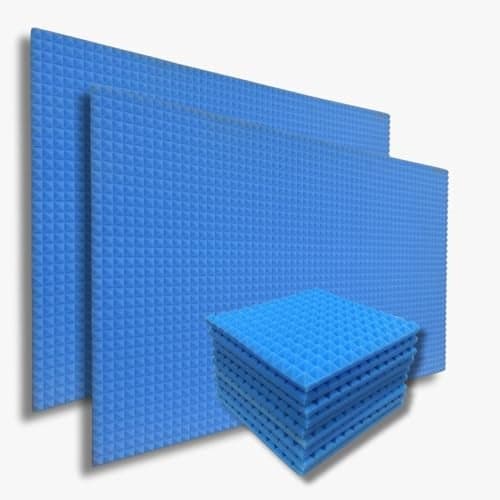 MMT Acoustix® 18Pc Pyramid Acoustic Foam, ProStudio Sound Setup, Soundproofing Noise Reduction Acoustic Panels | 1x1Ft 1” Thick, Blue Color
