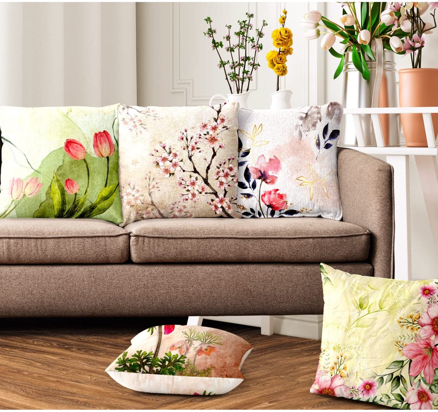 Ultimate Trends Polyester Digital Modern Printed Cushion Cover 16x16 Set of 5, Multi Color (UTCC-1203_ 16)