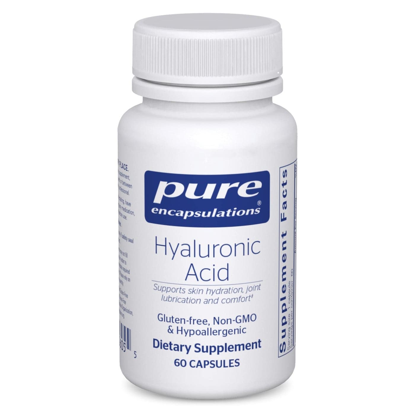 Pure Encapsulations Hyaluronic Acid for Skin Hydration Joint Lubrication Joint Health Effective Absorption Gluten Free Vegan NonGMO 60 Capsules