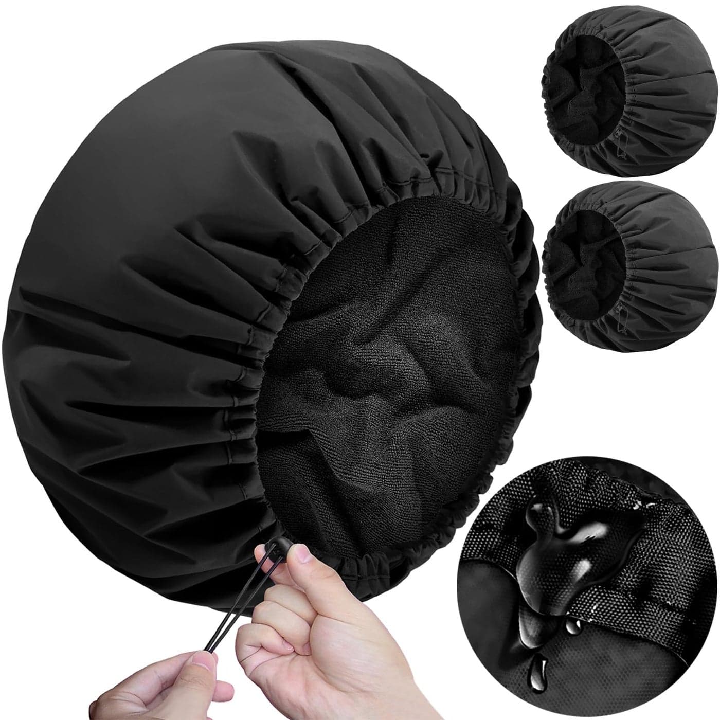 Sheomern 2 Pcs 135 Dual Waterproof Adjustable Terry Lined Shower Cap for Women Men Large Shower Caps Reusable EVA Double Layer Bath Cap for Braids Long Hair Dreadlocks Locs