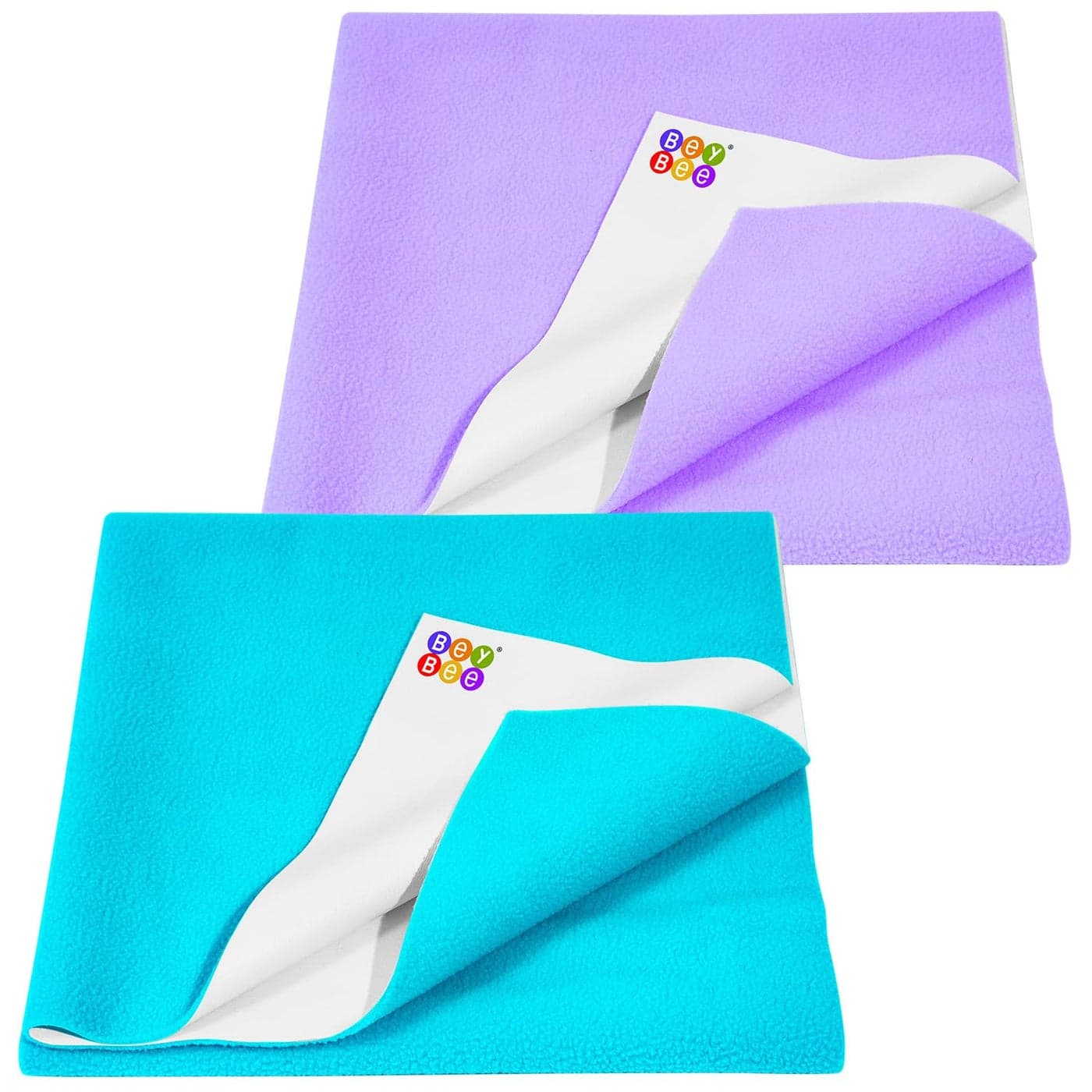 BeyBee NonToxic Quick Dry Sheet for New Born BabyAntiPiling Soft Fleece Bed ProtectorWaterproof Extra Absorbent Mattress Protector for Infant Sea BlueVioletMedium Combo100x70 cm