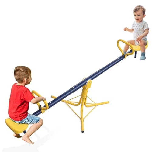 Teeter Totter Seesaw for Kids Outdoor Play Toys See Saw for Toddlers Ages 37 Heavy Duty 360 Spin Triangle Base Safe Round Handle Child Size Indoor Playground Equipment Christmas Birthday Gift