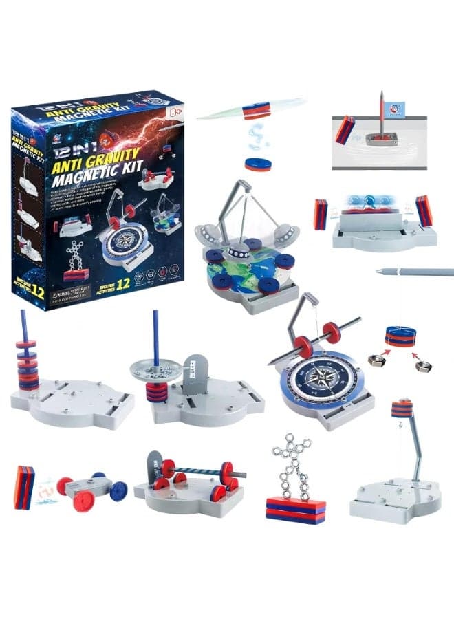 12-in-1 Magnetic Levitation Science Kit | Kids Physics STEM Toy | Magnet Science Experiment Set | Advanced Floating Toy | 12 Magnetic Activities (Compass/Levitation Demo) | Age 8+ Educational Toy | Premium Durable Components | Includes Magnetic Car/Fishing Game | Easy & Safe Design