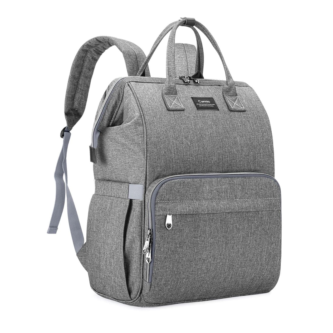 CURMIO Breast Pump Bag Backpack Compatible for Spectra S1 S2 Medela Pumping Tote with Compartment for Cooler Bag with Padded Laptop Sleeve for Working Moms Gray