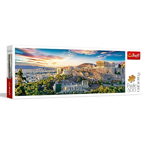 Trefl Panorama Acropolis Athens 500 Piece Jigsaw Puzzle Red 26x9 Print DIY Puzzle Creative Fun Classic Puzzle for Adults and Children from 10 Years Old