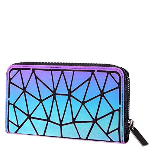 LOVEVOOK Geometric Luminous Purses and Handbags for Women Holographic Reflective Crossbody Bag Wallet