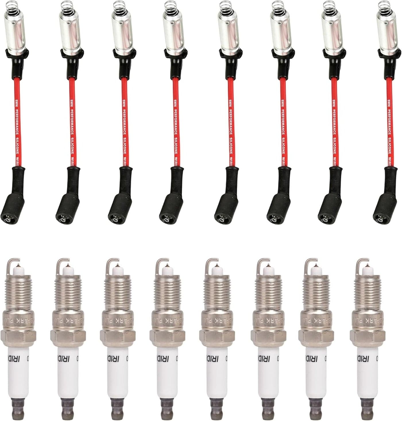 RLP Spark Plug Wires 48322 and Iridium Spark Plugs 41-110 for Chevy and GMC V8 6.0L