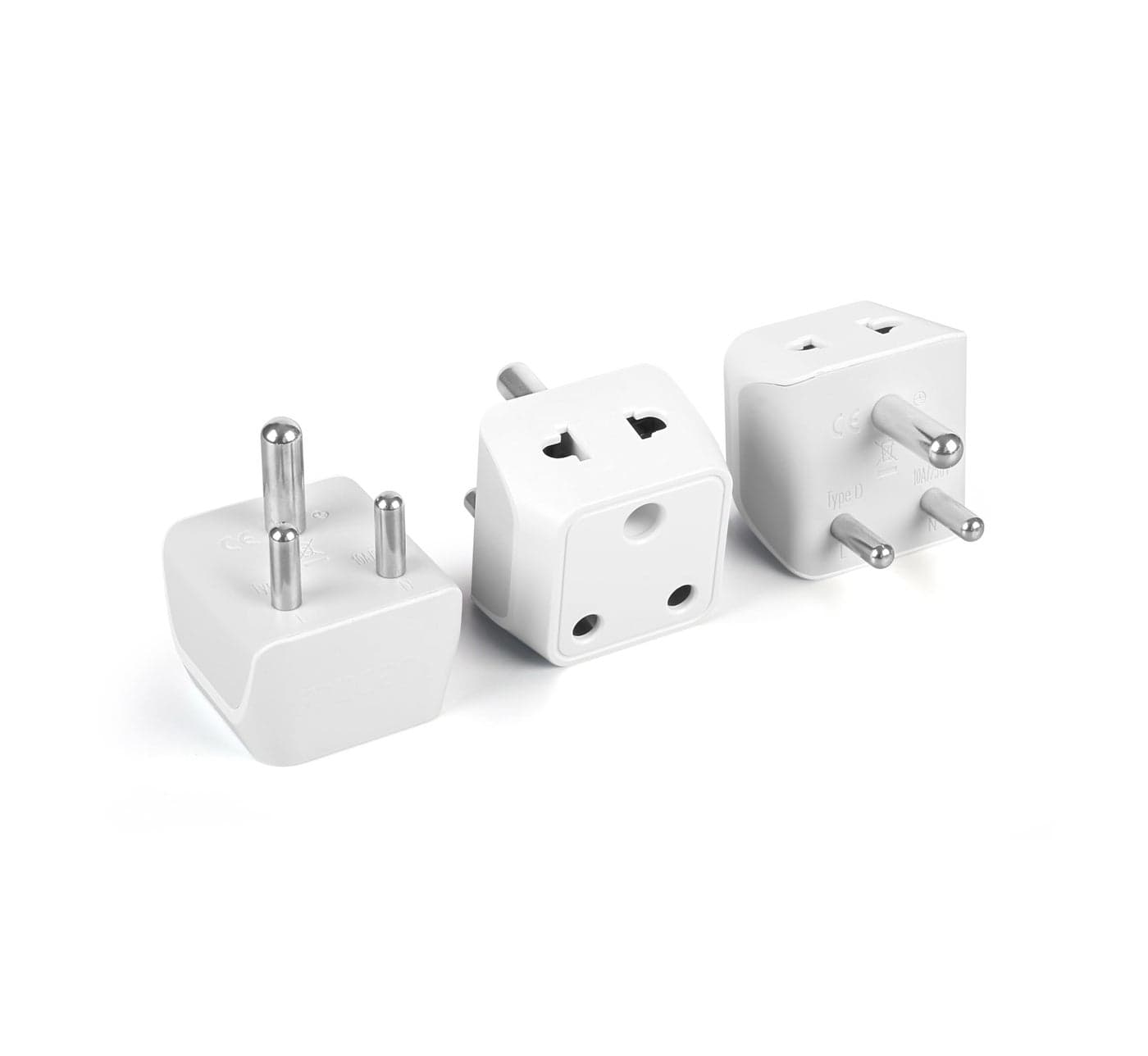Ceptics 2 in 1 Plug Extension Socket, Type D Multiple Plug Socket, 3 Pin Multi Plug Socket - Dual Inputs for Computer, PC, Laptop, Phone - CE, RoHS, 3 Pack - Lifetime Limited Warranty