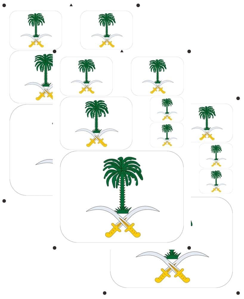 vmcoatdu Saudi Arabian Coat of Arms Laser Printing Saudi Arabia National Emblem Sticker 3 Pcs Decal in Multiple Sizes Stickers (Green Saudi Arabia)
