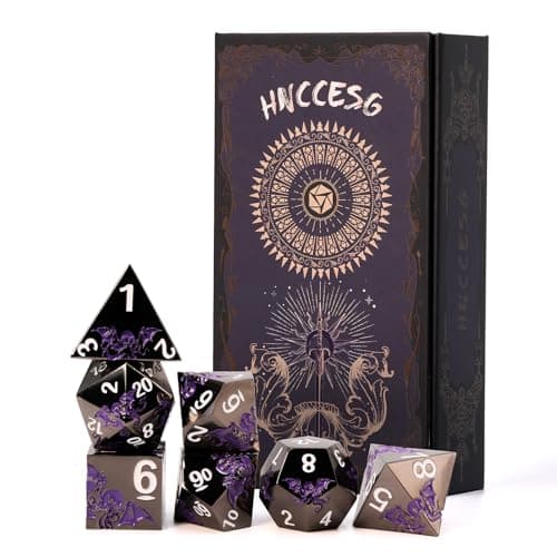 HNCCESG CthulhuInspired Octopus Metal RPG Dice Set7PieceShadow Purple on BlackSolid Zinc Alloy Plated FinishGift for Tabletop RolePlaying Fans Black Purple