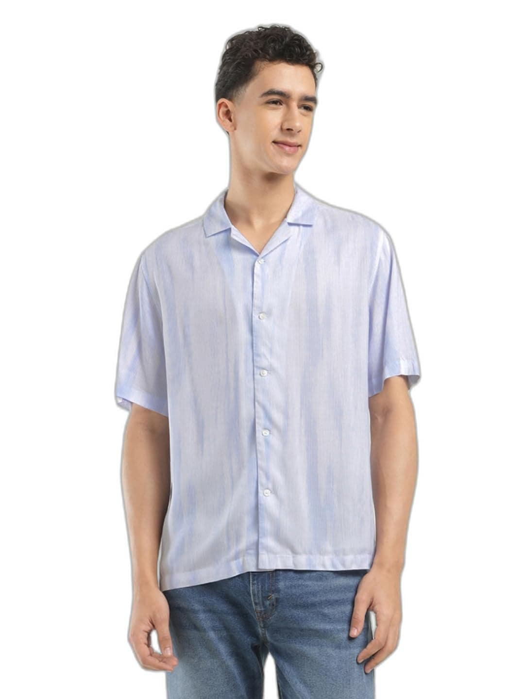 Levi's Men's Abstract Print Spread Collar Shirt Bright White