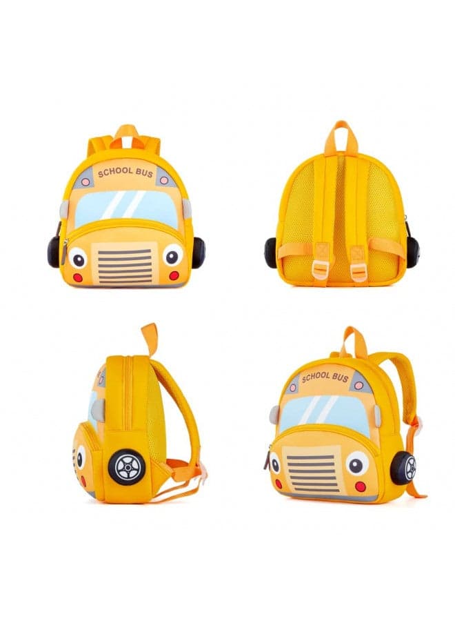 KK CRAFTS Preschool Backpack Toddler Neoprene Animal Schoolbag Lunch backpack for Kids Boys Girls(School Bus)