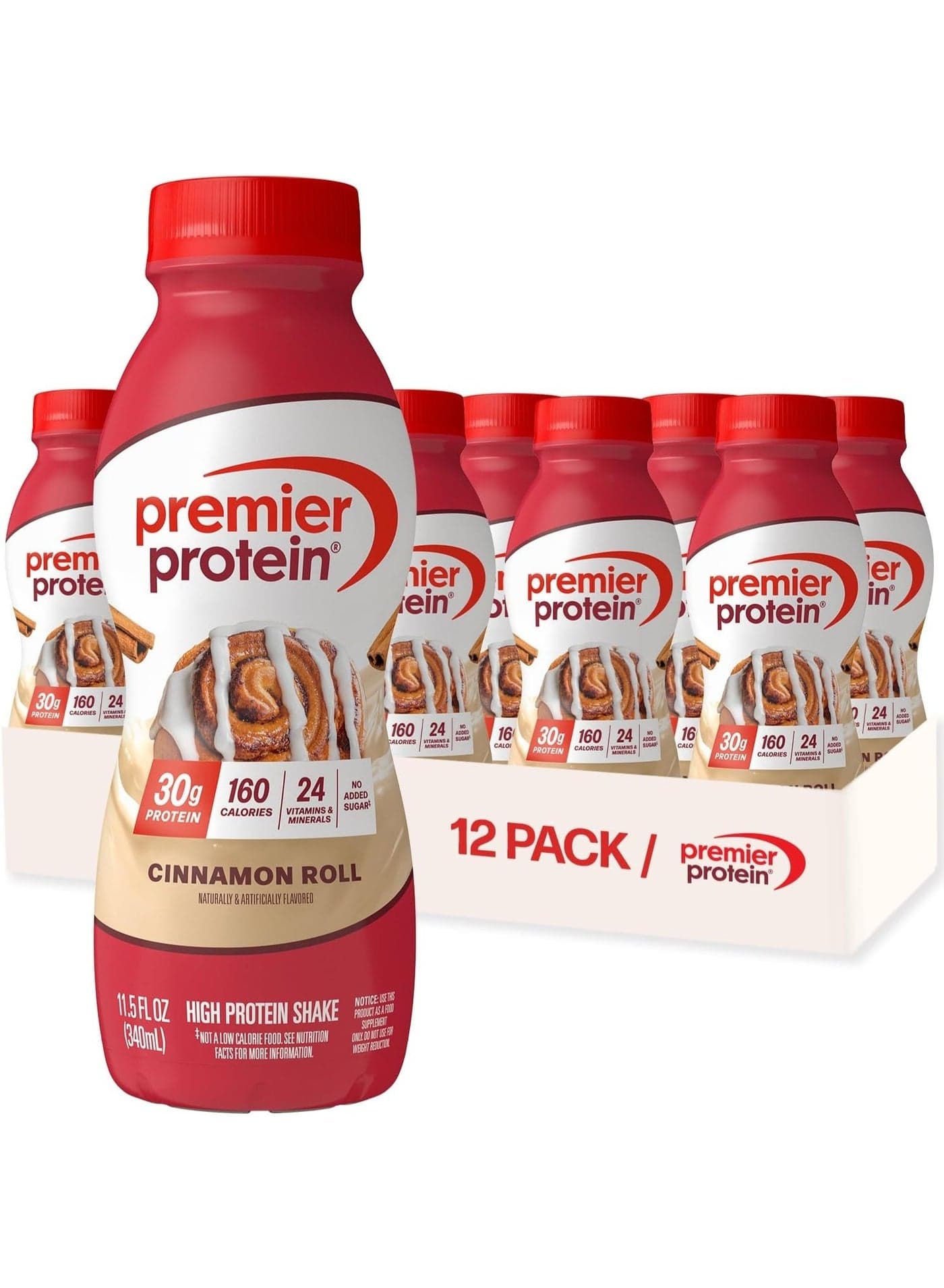 Shake, 30g Protein, 1g Sugar,24 Vitamins&Minerals Nutrients to Support Immune Health, Cinnamon Roll,11.5 fl oz - Pack of 12