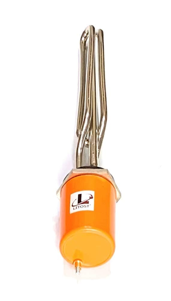 Litost Copper Solar Water Heater Element For Solar 3 Kw / 3000 watts 1.25 Inch Bsp Flange Hex Head Nut Type Thread With Thermostat Pocket Solar Heating Coil - (Match & Buy)