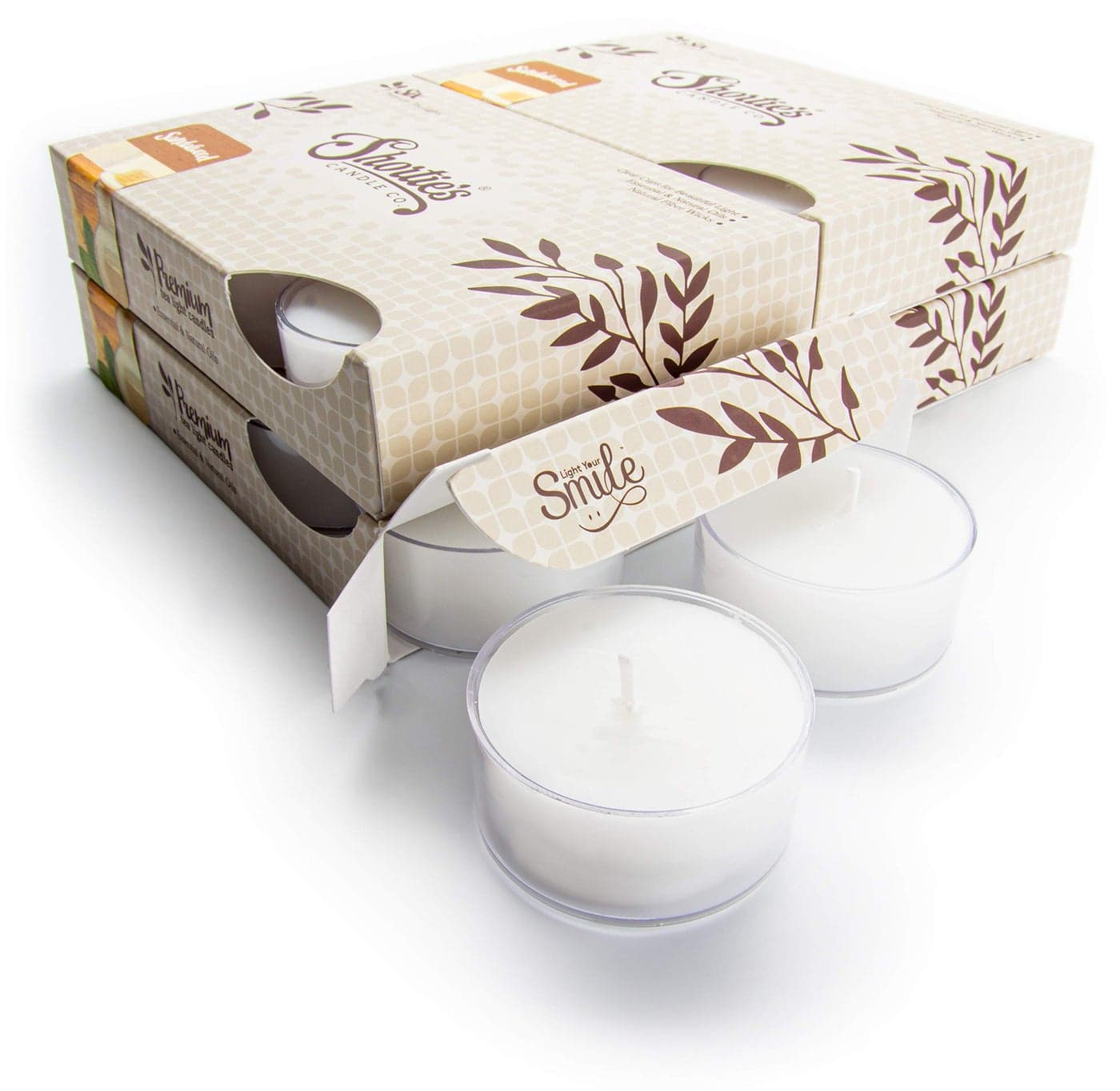 Pure Sandalwood Premium Tealight Candles Bulk Pack Highly Scented with Essential Oils 24 White Tea Lights Beautiful Candlelight Made in The USA Incense Earth Collection