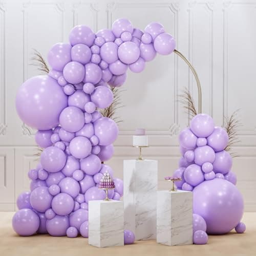 PartyWoo Lavender Balloons 92pcs Different Sizes Pack of 18 12 10 5 Inch Light Pastel Purple Lilac Balloon Arch Kit for Baby Shower Bachelorette Fairy Birthday Princess Party Decorations PurpleQ10