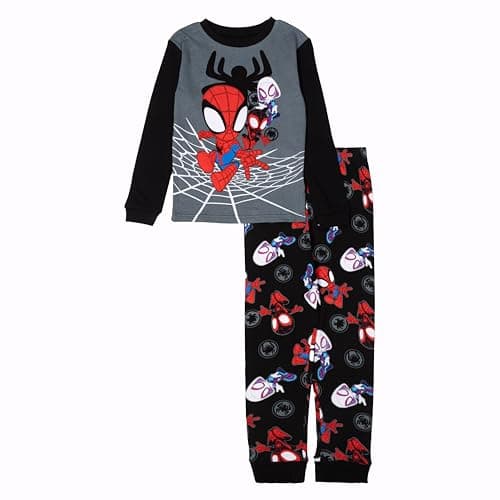 Marvel Spiderman and Friends Boys' 2-Piece Snug-fit Cotton Holiday Pajama Set, Soft & Cute for Kids, SPIDEY AND BUDS, 2T