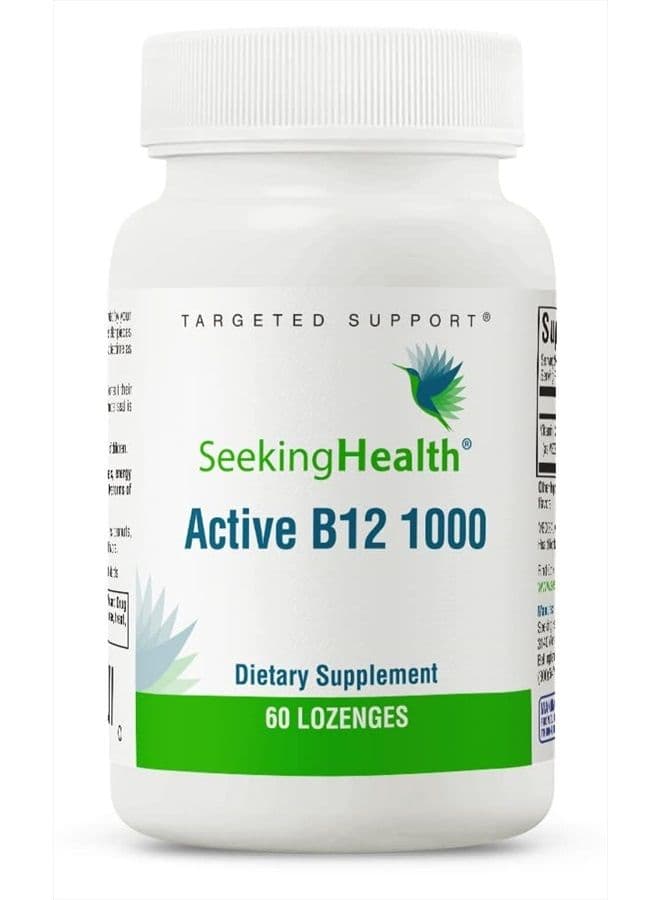 Active B12 1000, 1000 mcg B12 as Adenosylcobalamin and Methylcobalamin, Supports Homocysteine Levels and Methylation, MTHFR Support, Vegan and Vegetarian (60 lozenges)*