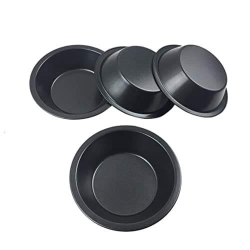 LoveDeal Nonstick 5 Inch Mini Pie Pans Set of 4 Small Pie Plates for Baking 78oz Carbon Steel Round Bakeware Set for Baking Pies Cakes Tarts Desserts Recipes Black