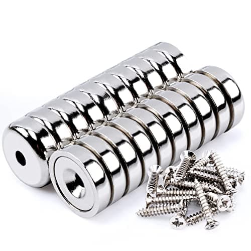 20Pcs Super Strong Round Base Cup Neodymium Magnets with Holes06316mm Ring Rare Earth Magnets Heavy Duty Countersunk Holes Pot Magnet with Screw for Kitchen Craft Wood DIY Holding Tools Hanging