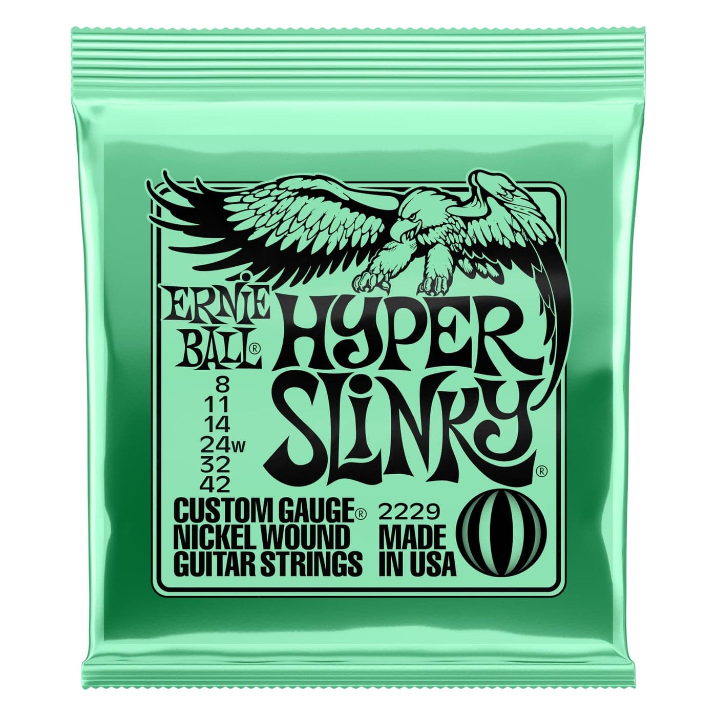 Ernie Ball Hyper Slinky Nickel Wound Electric Guitar Strings, 8-42 Gauge (P02229)